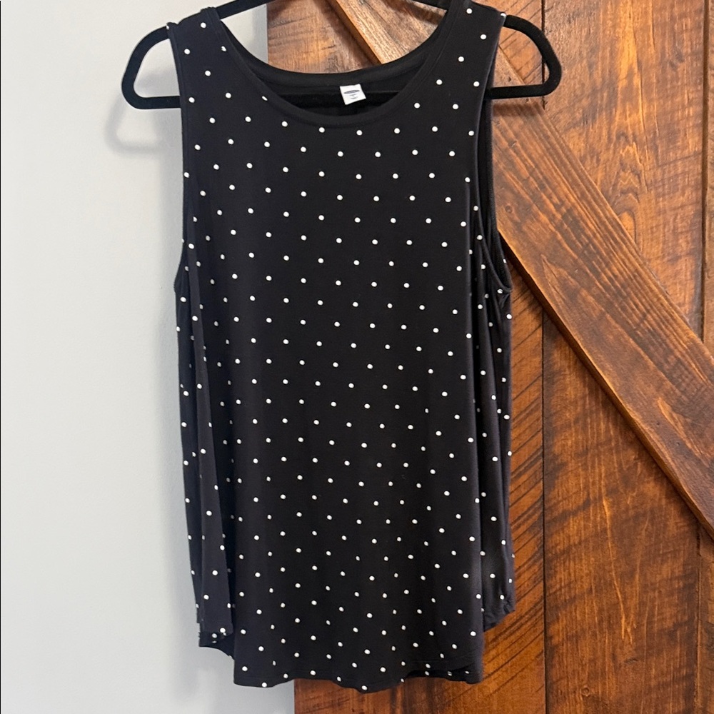 Old Navy Black and White Polka Dot Tank Top